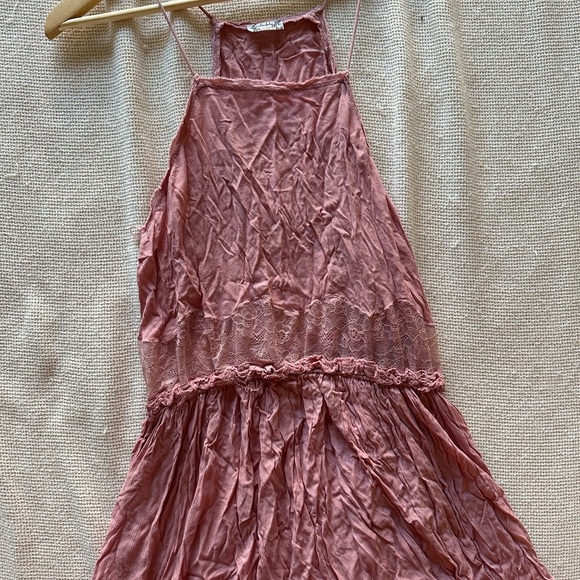 Free People Elegant Pink Fringe Lace Trim Dress - Picture 3 of 4